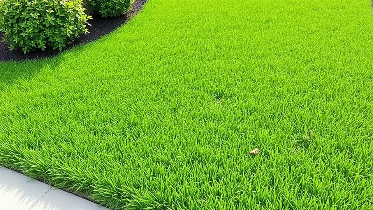 A freshly installed lawn with vibrant green grass.